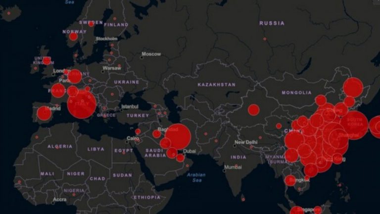 map of europe with places hit by coronavirus