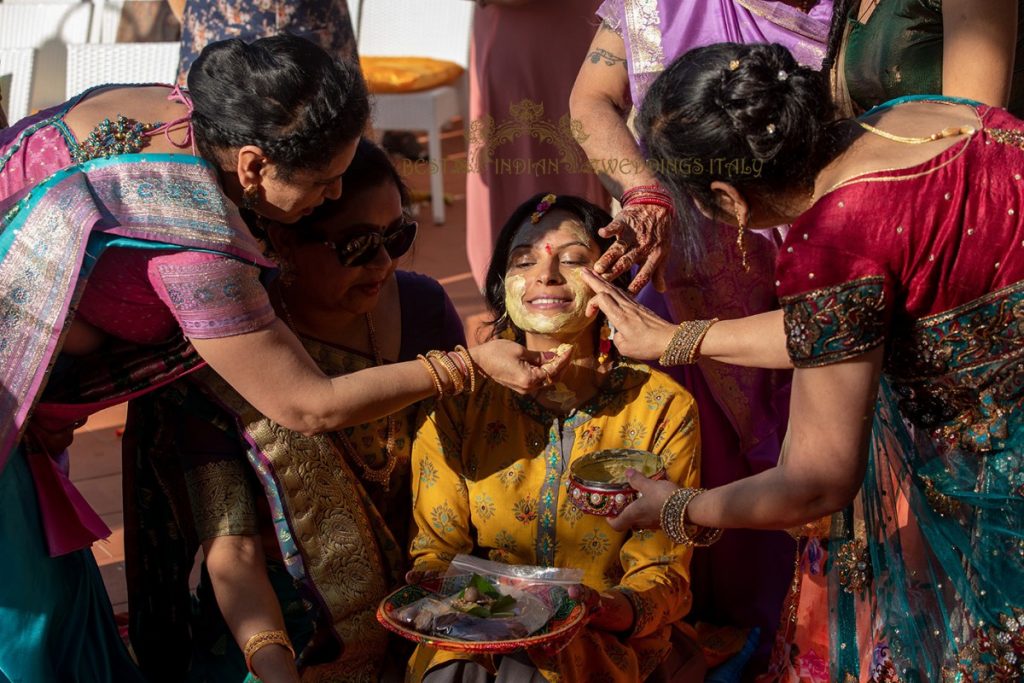 haldi ritual in italy 1024x683 - Pre-wedding Hindu functions in Tuscany, Italy