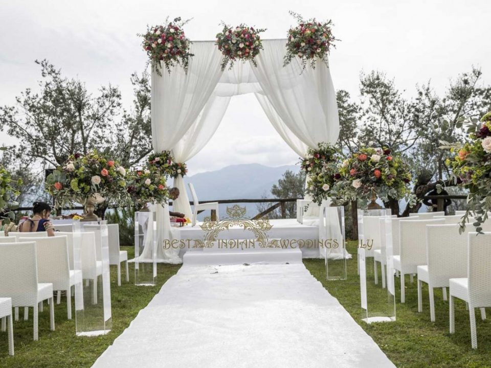 hindu white wedding mandap in Tuscany 960x720 - Mandap