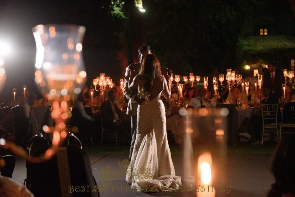 first dance in the castle on the lake in italy 1024x684 - Luxury Indian wedding on the lake in Italy