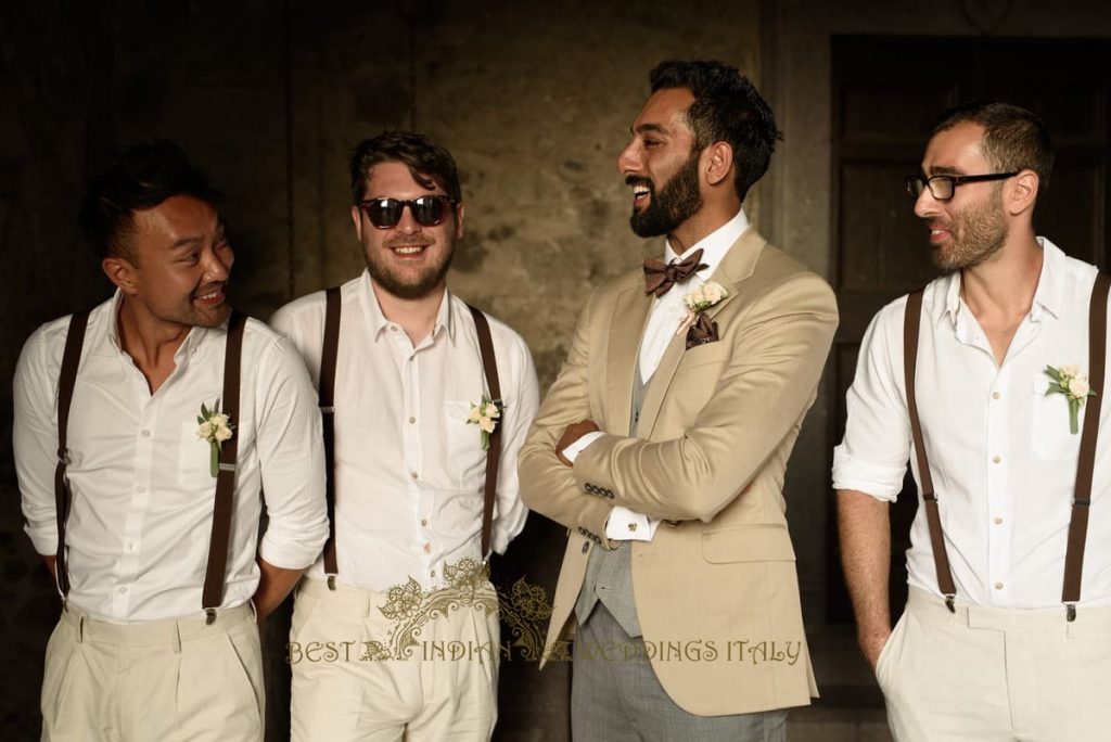 indian groom and his groomsmen before the ceremony 1024x684 - Luxury Indian wedding on the lake in Italy