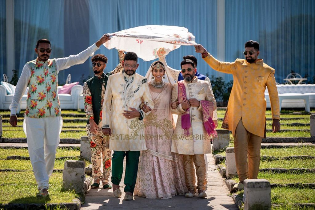 indian bride entrance to Mandap ceremony in italy 1024x684 - Breathtaking seaview wedding in Sorrento