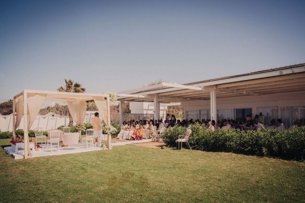 setup for religeous hindu ceremony 1024x683 - Beautiful seaside Indian wedding in Southern Italy