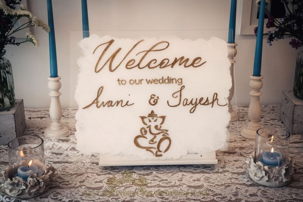 wedding welcome board 1024x683 - Beautiful seaside Indian wedding in Southern Italy