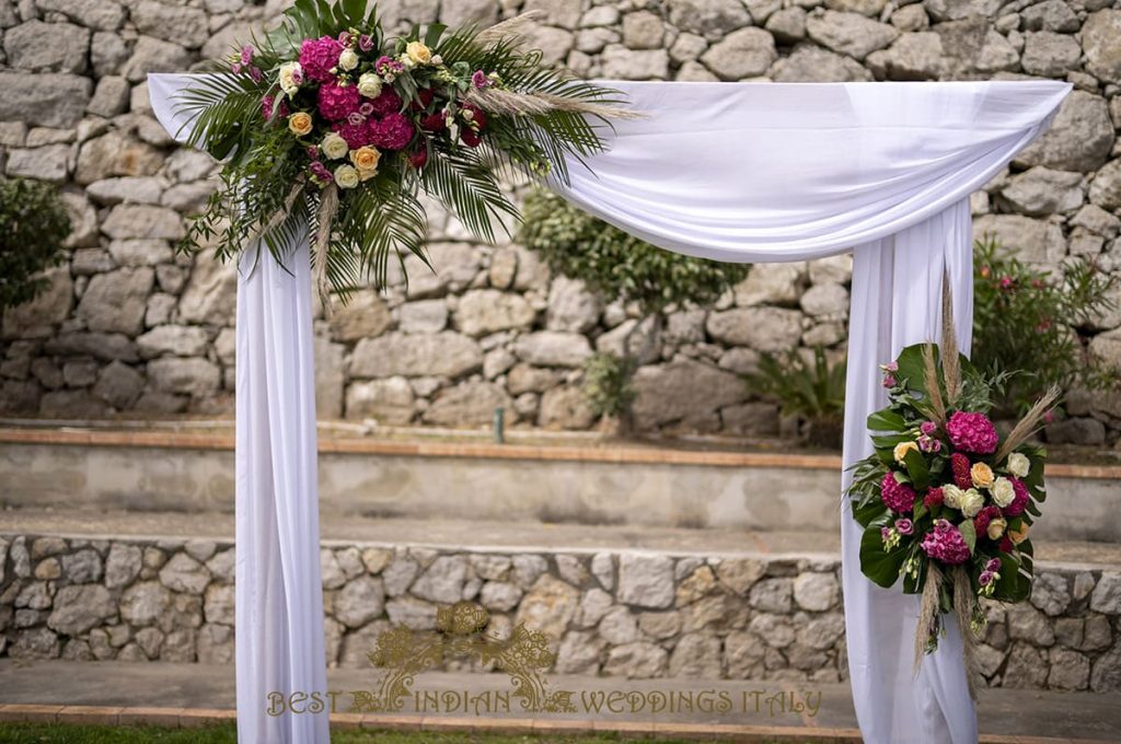 floral arch for hindu wedding sorrento 1024x680 - Tamil and Gujarati Hindu wedding on the Amalfi coast