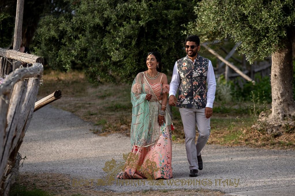 indian bride and groom arriving for mehndi in sorrento 1024x683 - Hindu pre-wedding events on the Sorrento coast