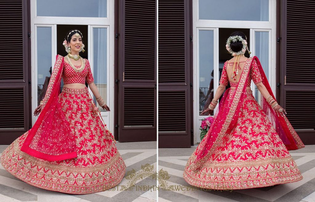 indian wedding bridal lehenga italy 1024x655 - Tamil and Gujarati Hindu wedding on the Amalfi coast