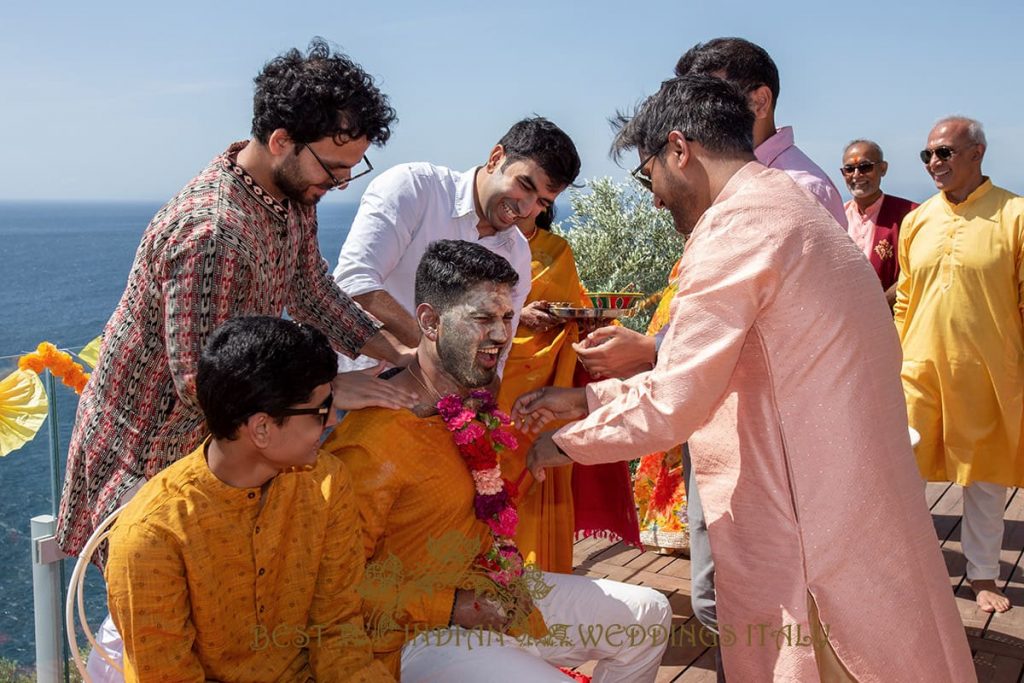 joyful pithi ceremony on the sea 1024x683 - Hindu pre-wedding events on the Sorrento coast