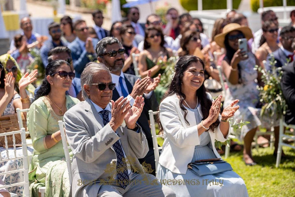 indian guests assisting white dress wedding in italy 1024x683 - Lemon themed civil wedding and reception on the Amalfi coast