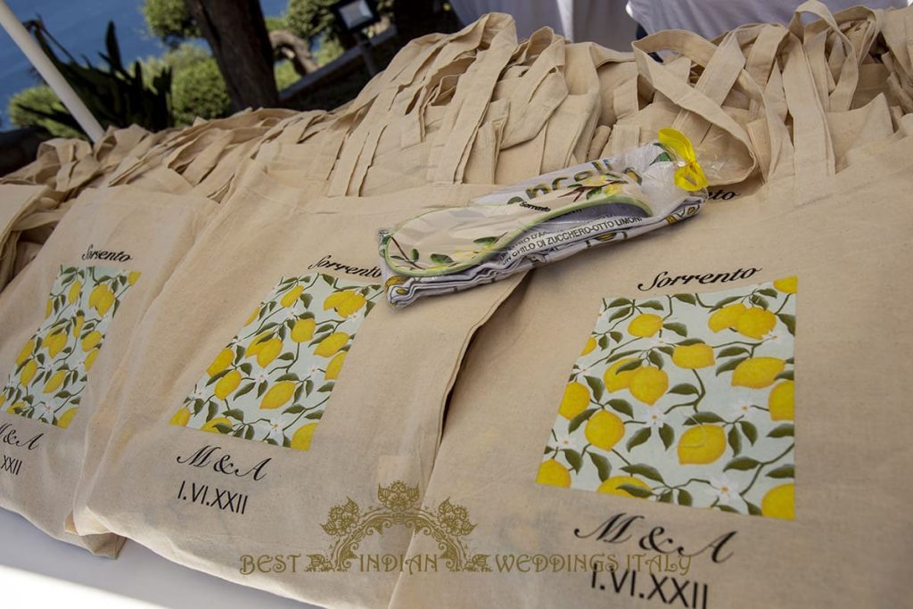 lemon theme wedding gift bags italy 1024x683 - Lemon themed civil wedding and reception on the Amalfi coast