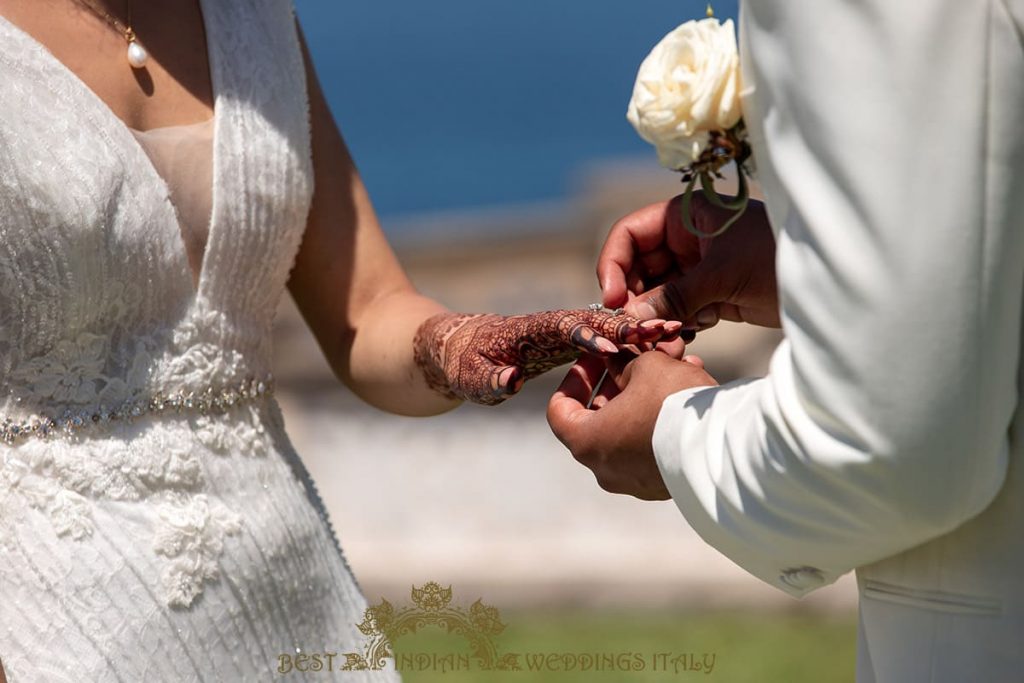 wedding rings exchange italy 1024x683 - Lemon themed civil wedding and reception on the Amalfi coast