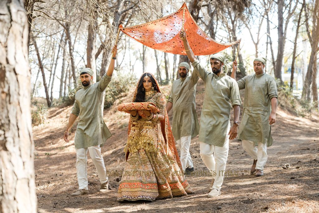 bride entrance indian wedding 1024x683 - Mystical Sikh wedding in the woods of the Amalfi coast