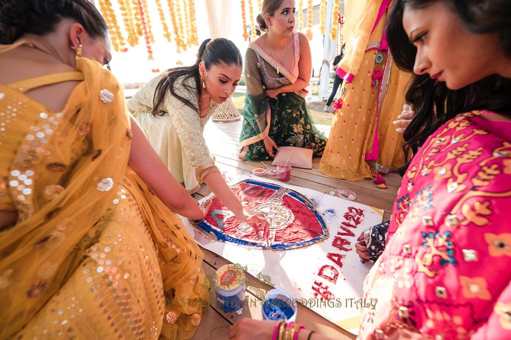 making rangoli sikh wedding amalfi coast 1024x681 - Mystical Sikh wedding in the woods of the Amalfi coast