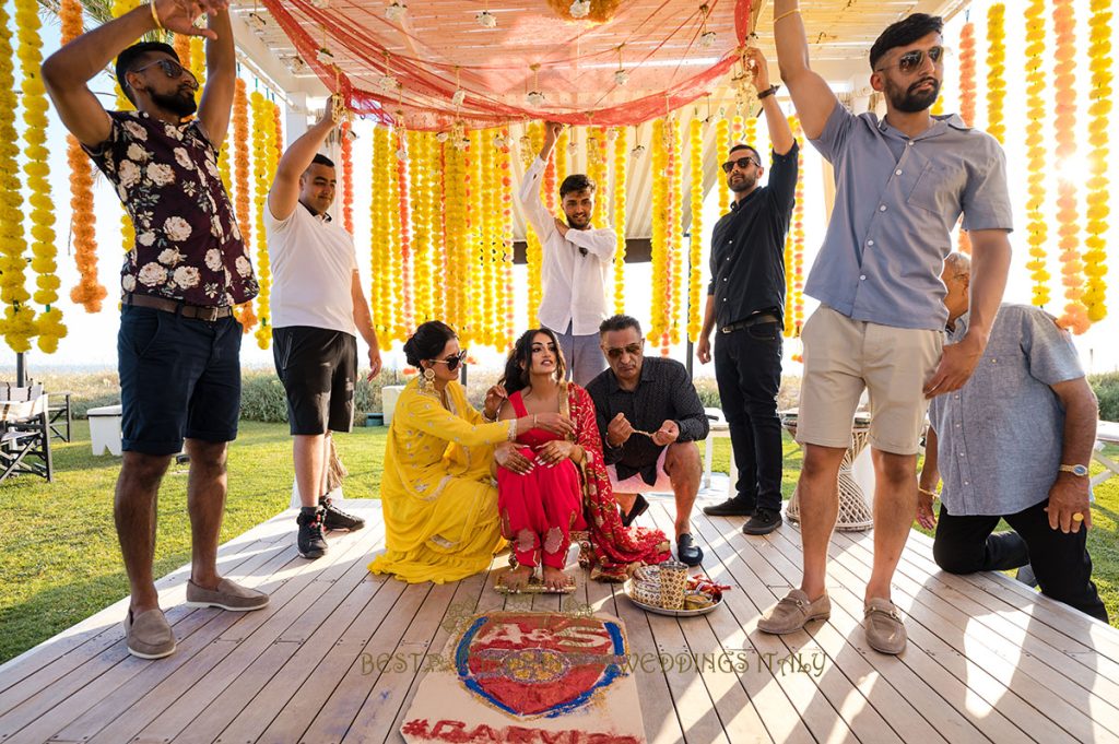 marigold garlands for sikh pre wedding event italy 1024x681 - Mystical Sikh wedding in the woods of the Amalfi coast