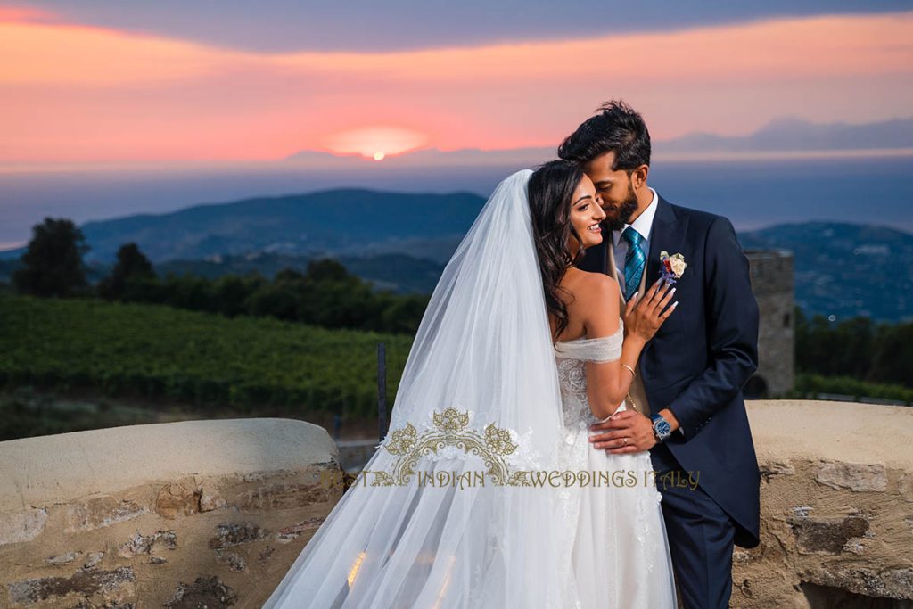 beautiful indian couple wedding portrait 1024x683 - Fairy tale symbolic wedding in an Italian castle overlooking the sea