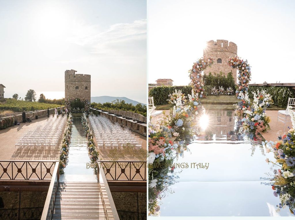 wedding ceremony in castle italy 1024x765 - Fairy tale symbolic wedding in an Italian castle overlooking the sea