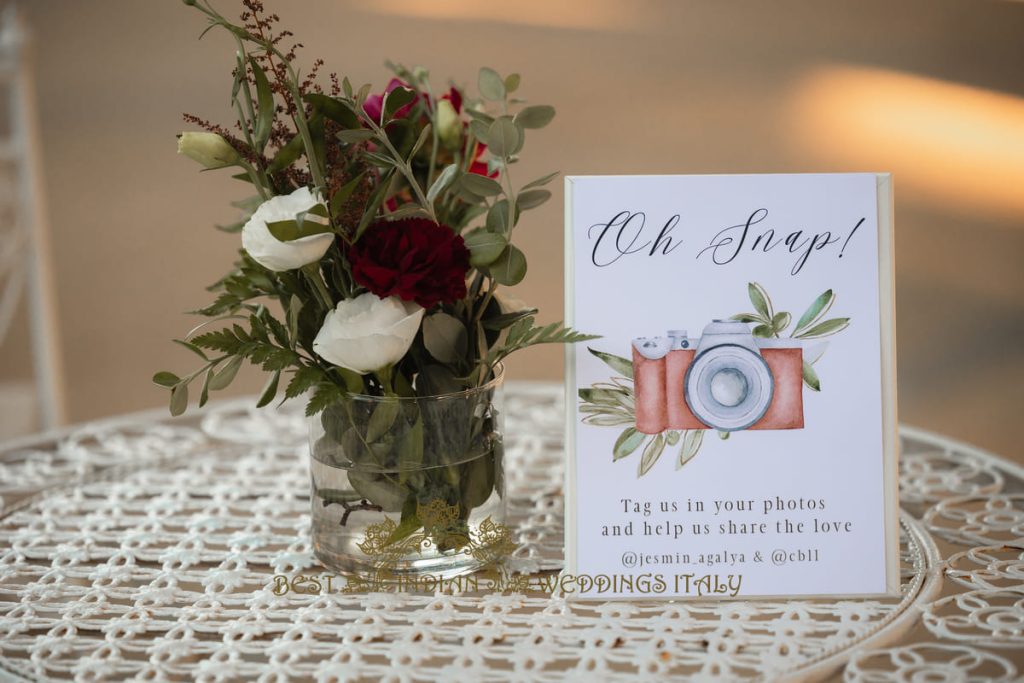 cocktail hour floral decor 1024x683 - Intimate civil wedding in Italy among the vineyards