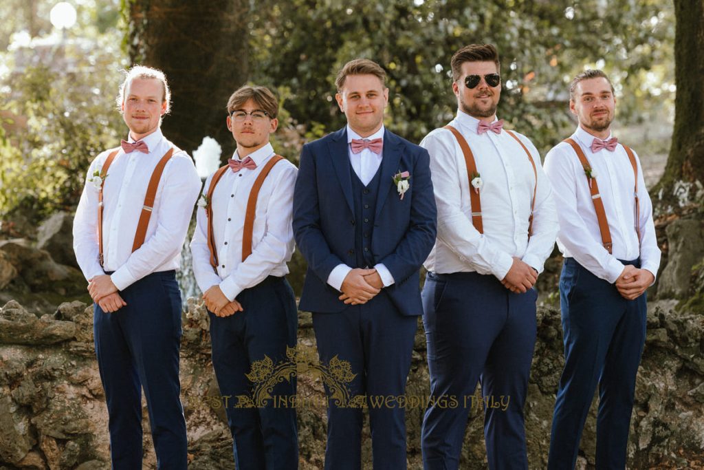 groom and groomsmen at civil wedding italy 1024x683 - Intimate civil wedding in Italy among the vineyards