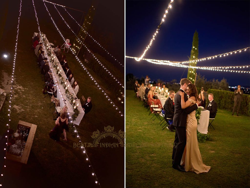 wedding reception light setup italy 1024x768 - Fusion Marathi Hindu wedding in a panoramic Villa in Tuscany