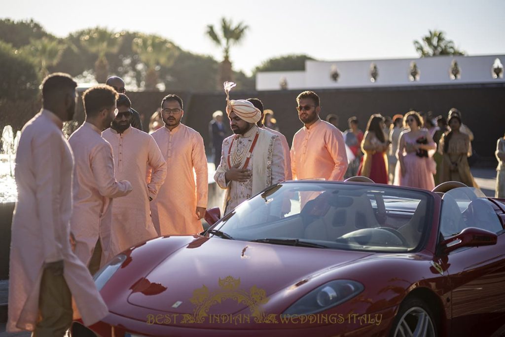 ferrari baraat italy 1024x683 - Outdoor Sikh wedding ceremony in Italy