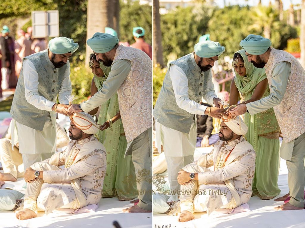 sehra sikh groom 1024x766 - Outdoor Sikh wedding ceremony in Italy