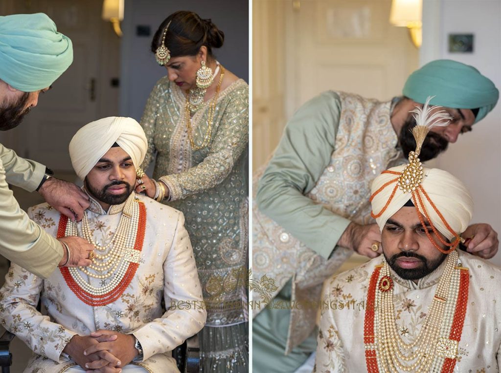 sikh groom getting ready 1024x763 - Outdoor Sikh wedding ceremony in Italy