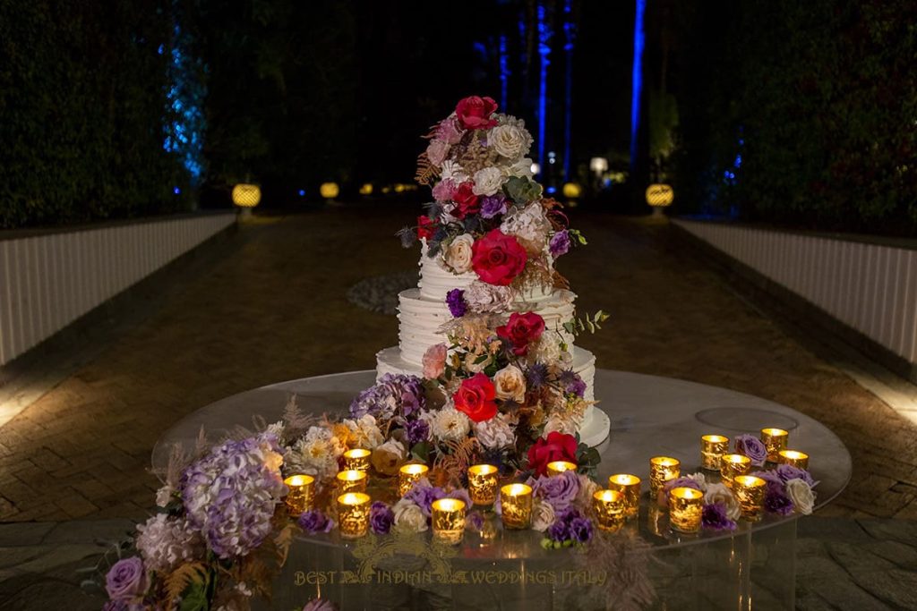 wedding cake floral setup italy 1024x683 - Tamil Catholic wedding in Italy