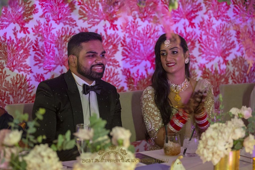 wedding reception indian bride and groom italy 1024x683 - Tamil Catholic wedding in Italy