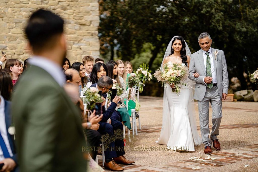 bride entrance legal wedding ceremony italy 1024x683 - Romantic legal wedding in a beautiful castle in Italy