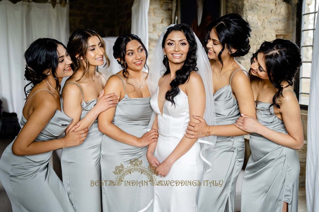 bridesmaid sage dress 1024x683 - Romantic legal wedding in a beautiful castle in Italy