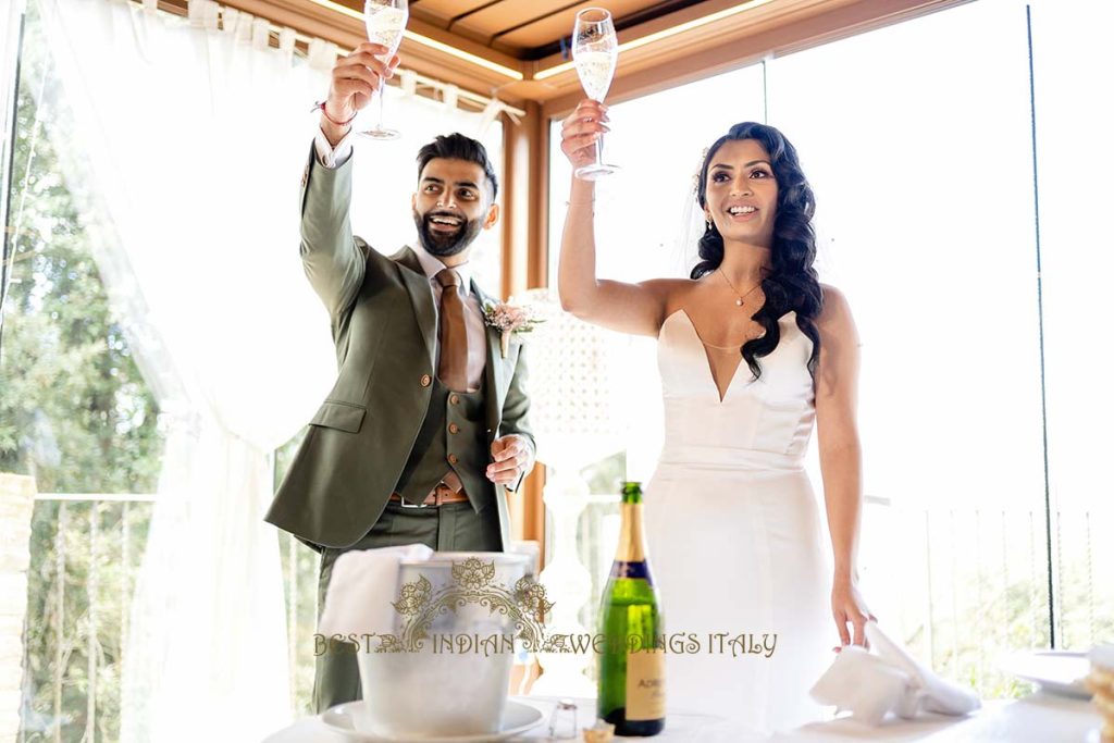 champagne toast wedding italy 1024x683 - Romantic legal wedding in a beautiful castle in Italy