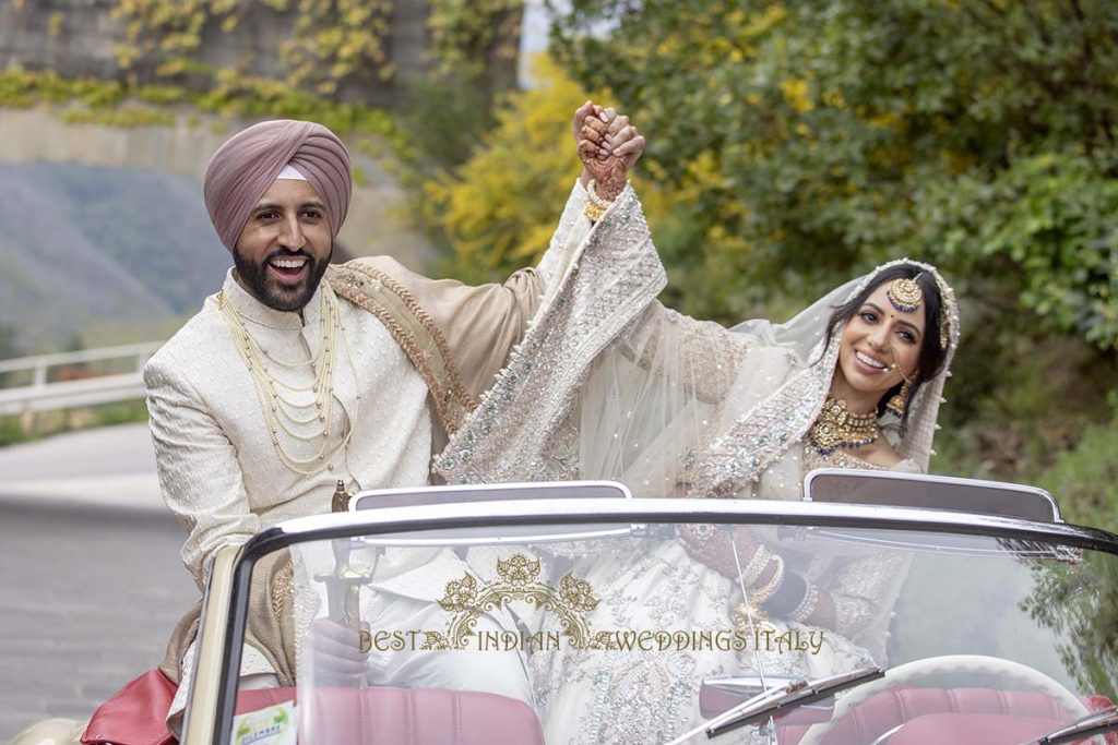 indian pastel wedding outfits 1024x683 - Elegant Sikh wedding ceremony in the countryside of Italy