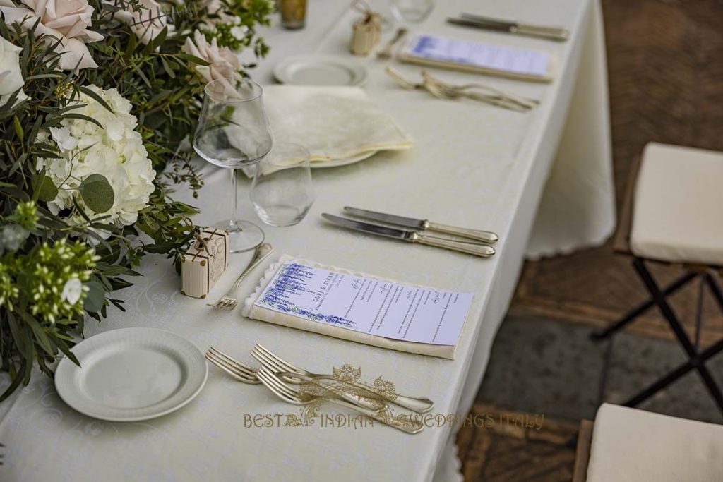 menu card wedding stationery italy 1024x683 - Elegant Sikh wedding ceremony in the countryside of Italy