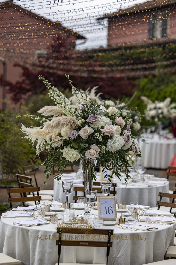 pampas and roses wedding flowers 683x1024 - Elegant Sikh wedding ceremony in the countryside of Italy