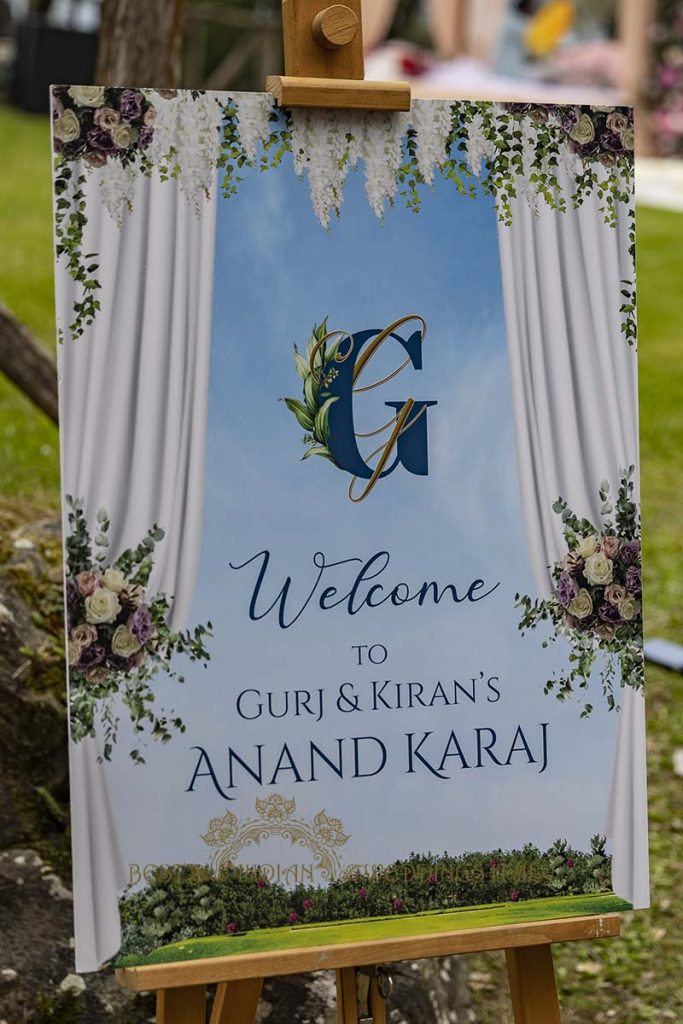 sikh ceremony board stationery italy 683x1024 - Elegant Sikh wedding ceremony in the countryside of Italy