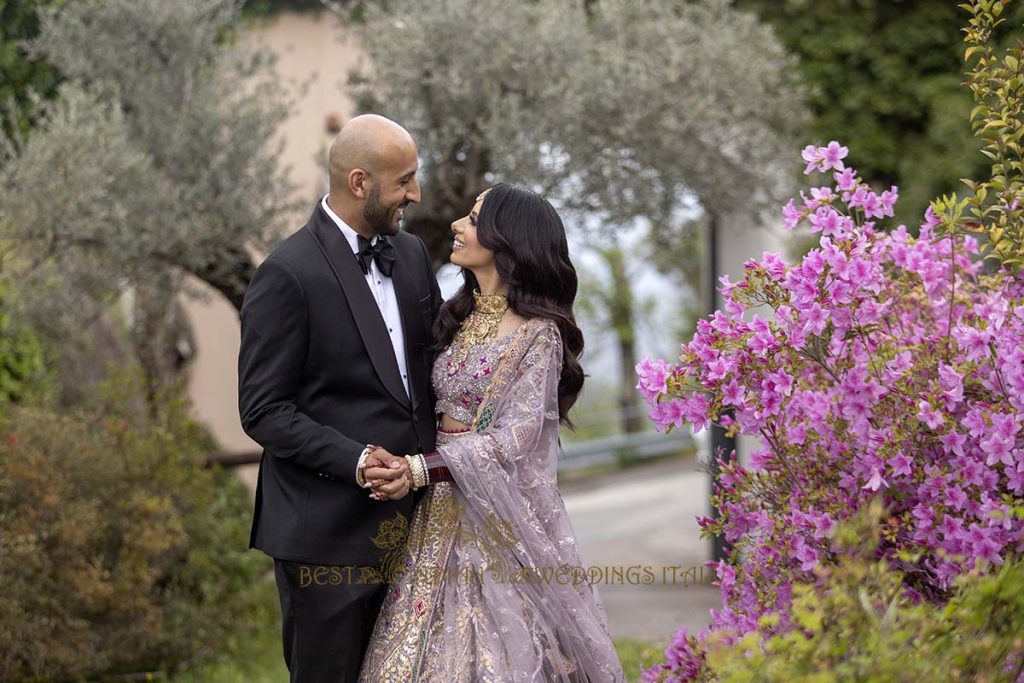 sikh couple reception outfit italy 1024x683 - Elegant Sikh wedding ceremony in the countryside of Italy