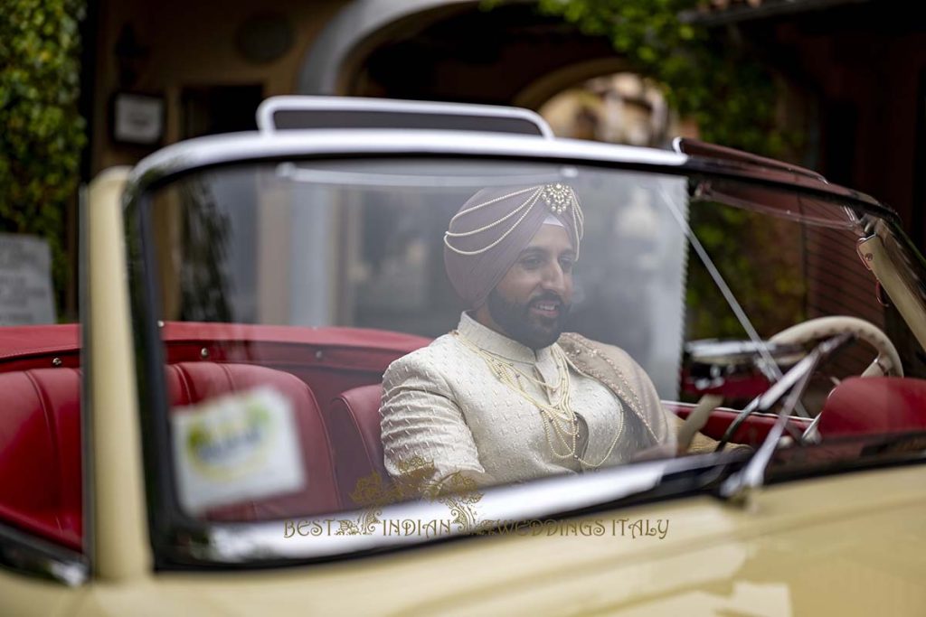 sikh wedding ceremony car italy 1024x683 - Elegant Sikh wedding ceremony in the countryside of Italy