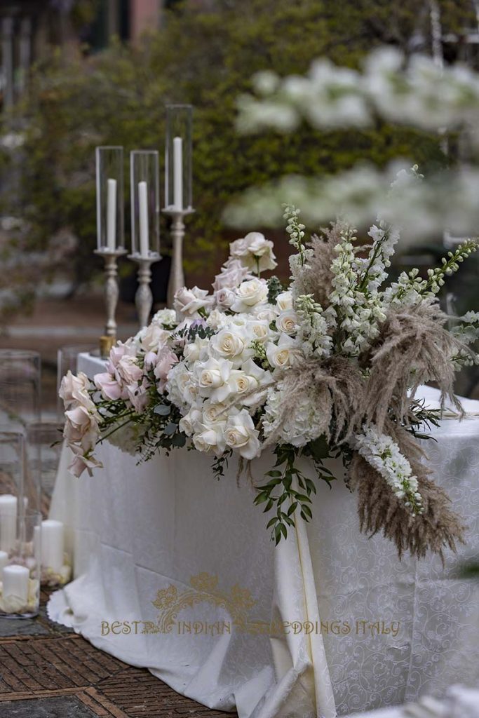 top table flowers decor italy 683x1024 - Elegant Sikh wedding ceremony in the countryside of Italy