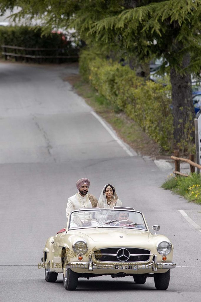 vintage wedding car italy 683x1024 - Elegant Sikh wedding ceremony in the countryside of Italy