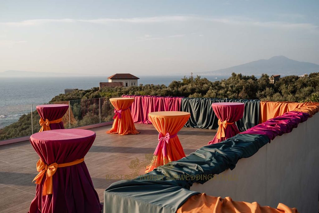 colorful tablewear 1024x683 - Sikh pre-wedding event with the backdrop of the crystalline sea