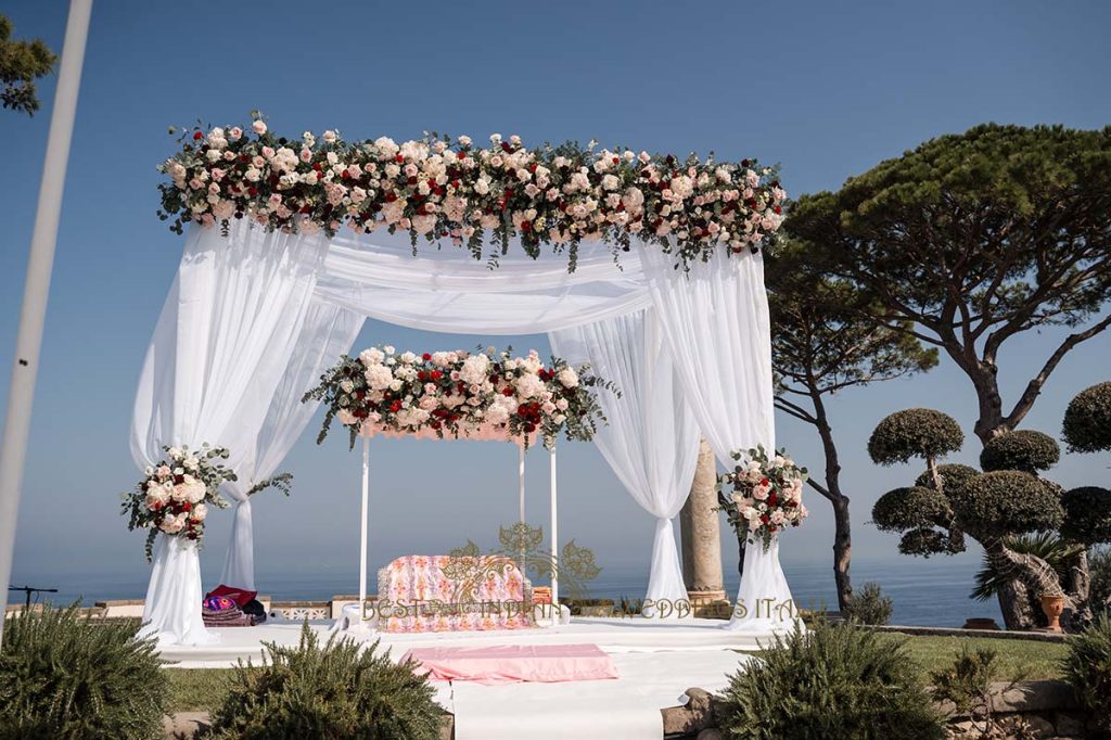 indian wedding mandap sorrento 1024x682 - Traditional Sikh wedding in a breathtaking seaview Villa in Italy