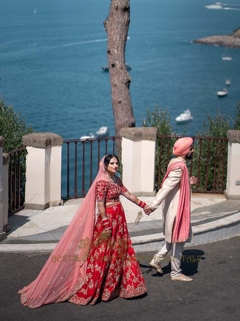 indian wedding photoshoot italy 765x1024 - Traditional Sikh wedding in a breathtaking seaview Villa in Italy