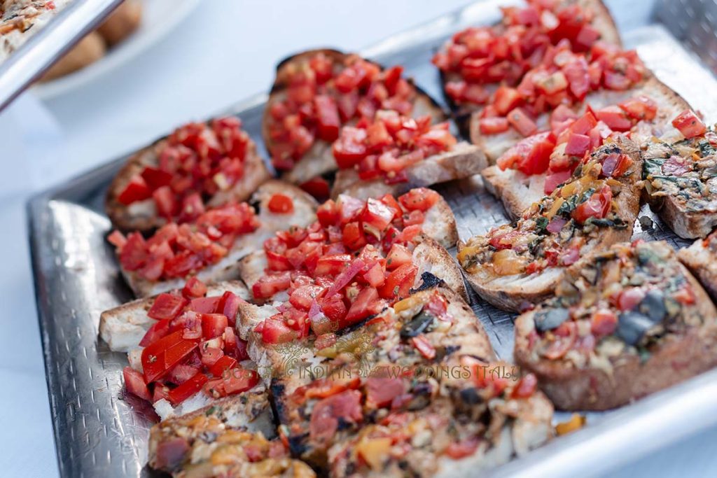 italian bruschetta wedding food 1024x683 - Sikh pre-wedding event with the backdrop of the crystalline sea