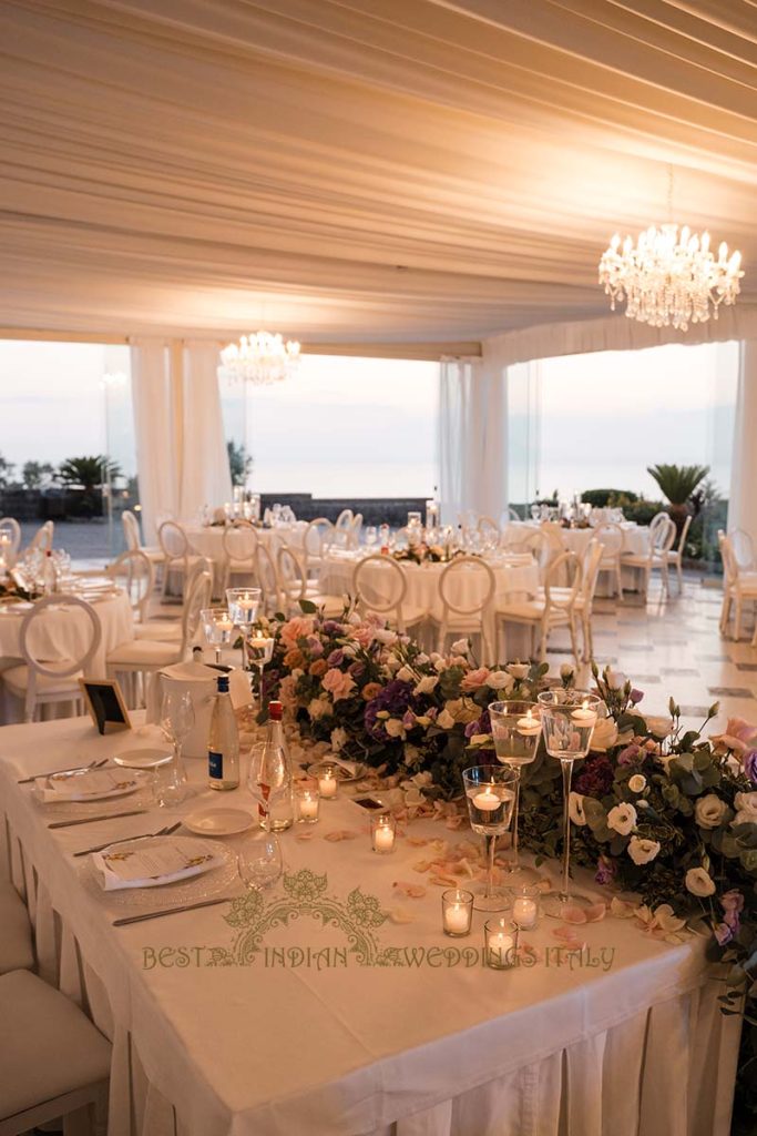 wedding flowers reception sorrento 683x1024 - Traditional Sikh wedding in a breathtaking seaview Villa in Italy