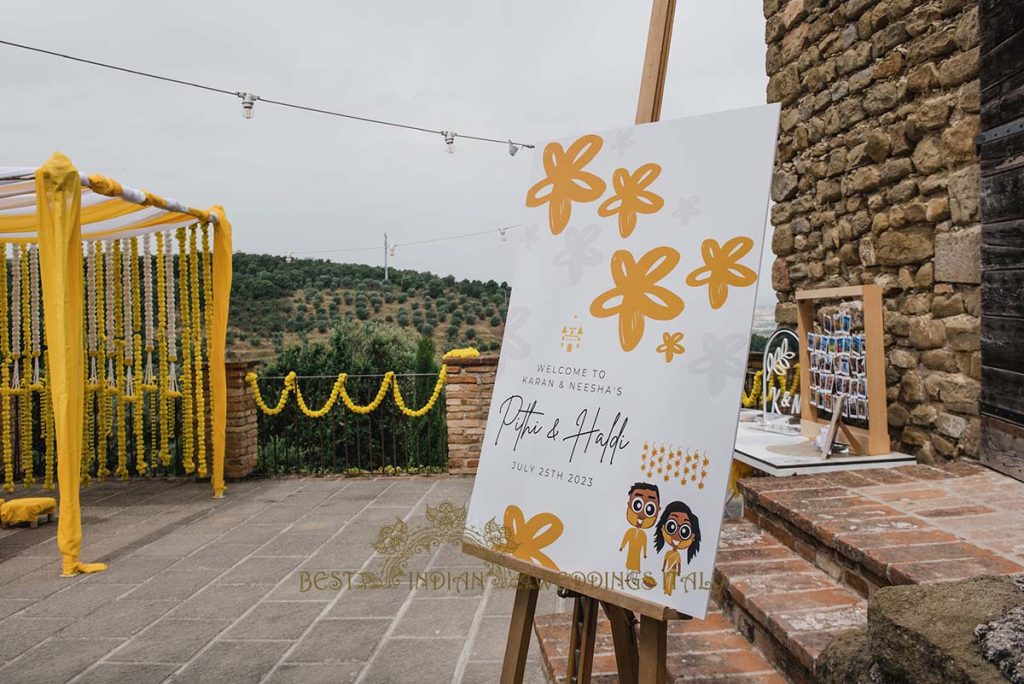 haldi setup italy 1024x684 - Relaxing Indian pre-wedding events in the heart of Italy