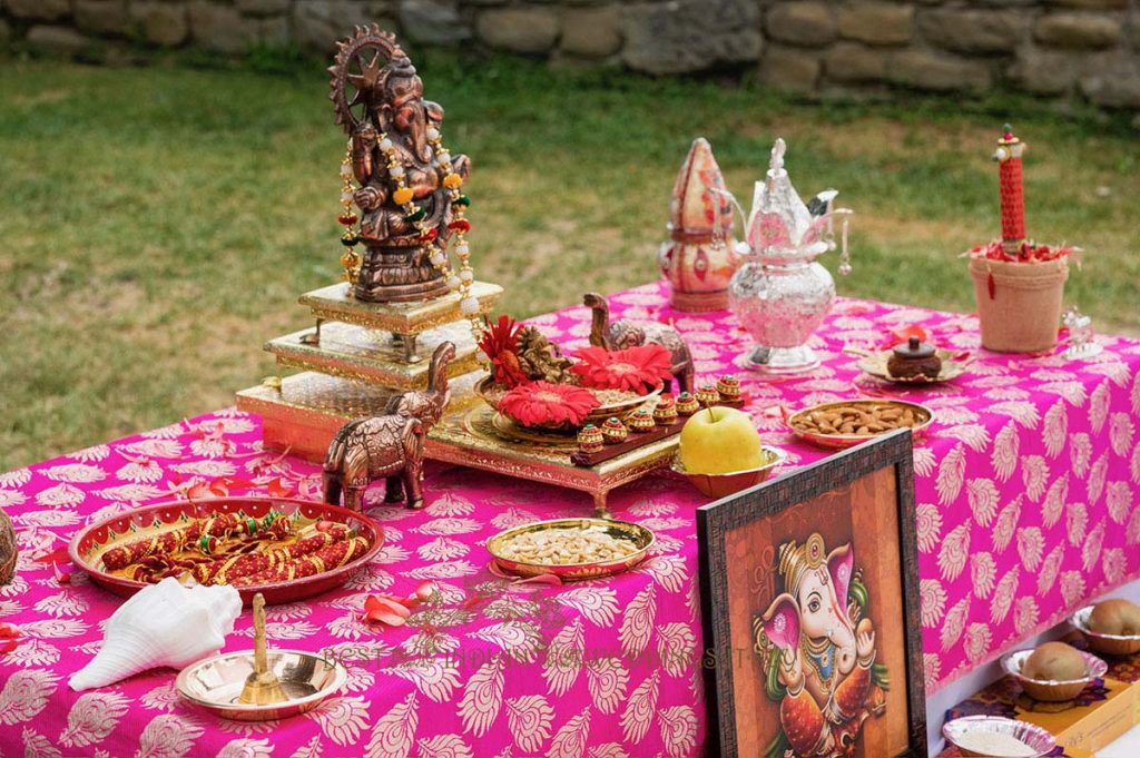 hindu wedding ceremony setup italy 1024x681 - Romantic Hindu Wedding in an Italian Castle: A Serene Union in Umbria