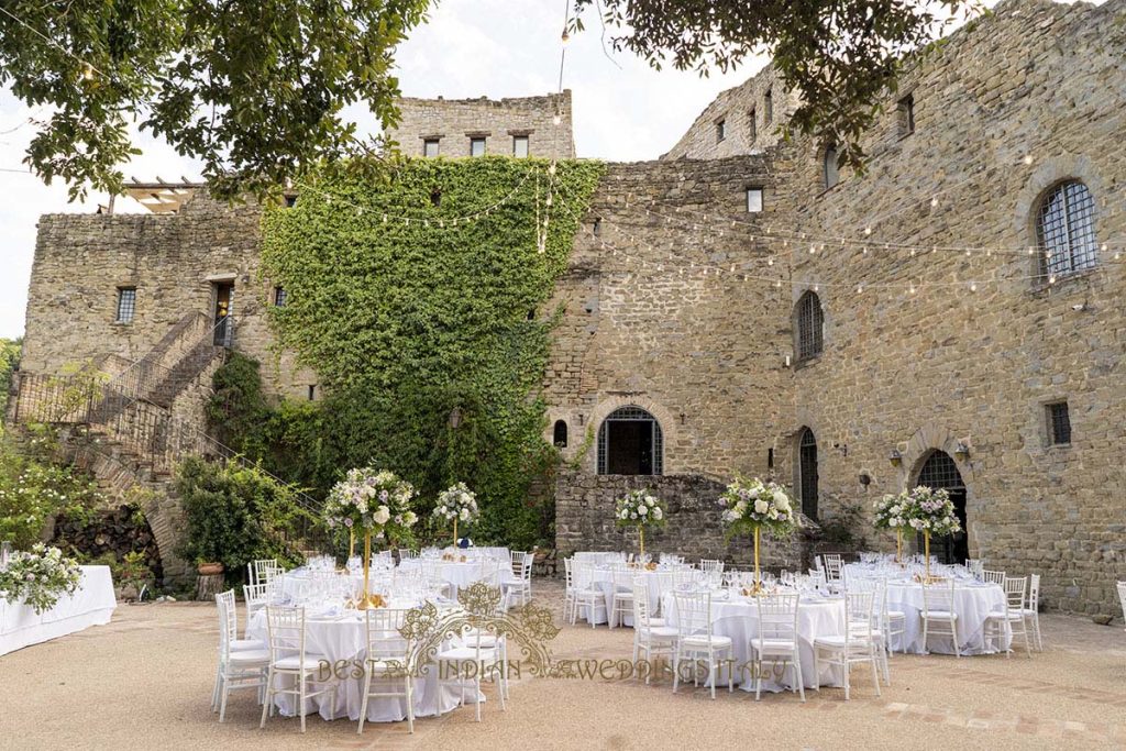 hindu wedding reception setup italy 1024x683 - Romantic Hindu Wedding in an Italian Castle: A Serene Union in Umbria