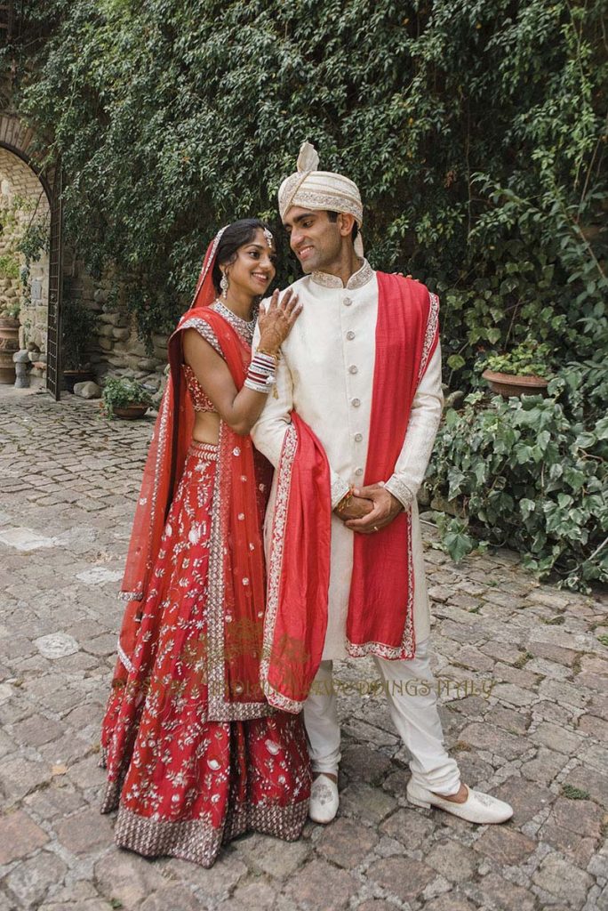 indian couple wedding portrait italy 684x1024 - Romantic Hindu Wedding in an Italian Castle: A Serene Union in Umbria