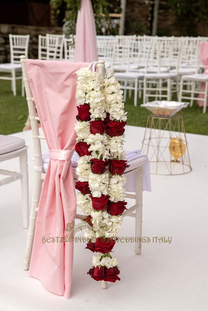 jaymala wedding garlands italy 683x1024 - Romantic Hindu Wedding in an Italian Castle: A Serene Union in Umbria